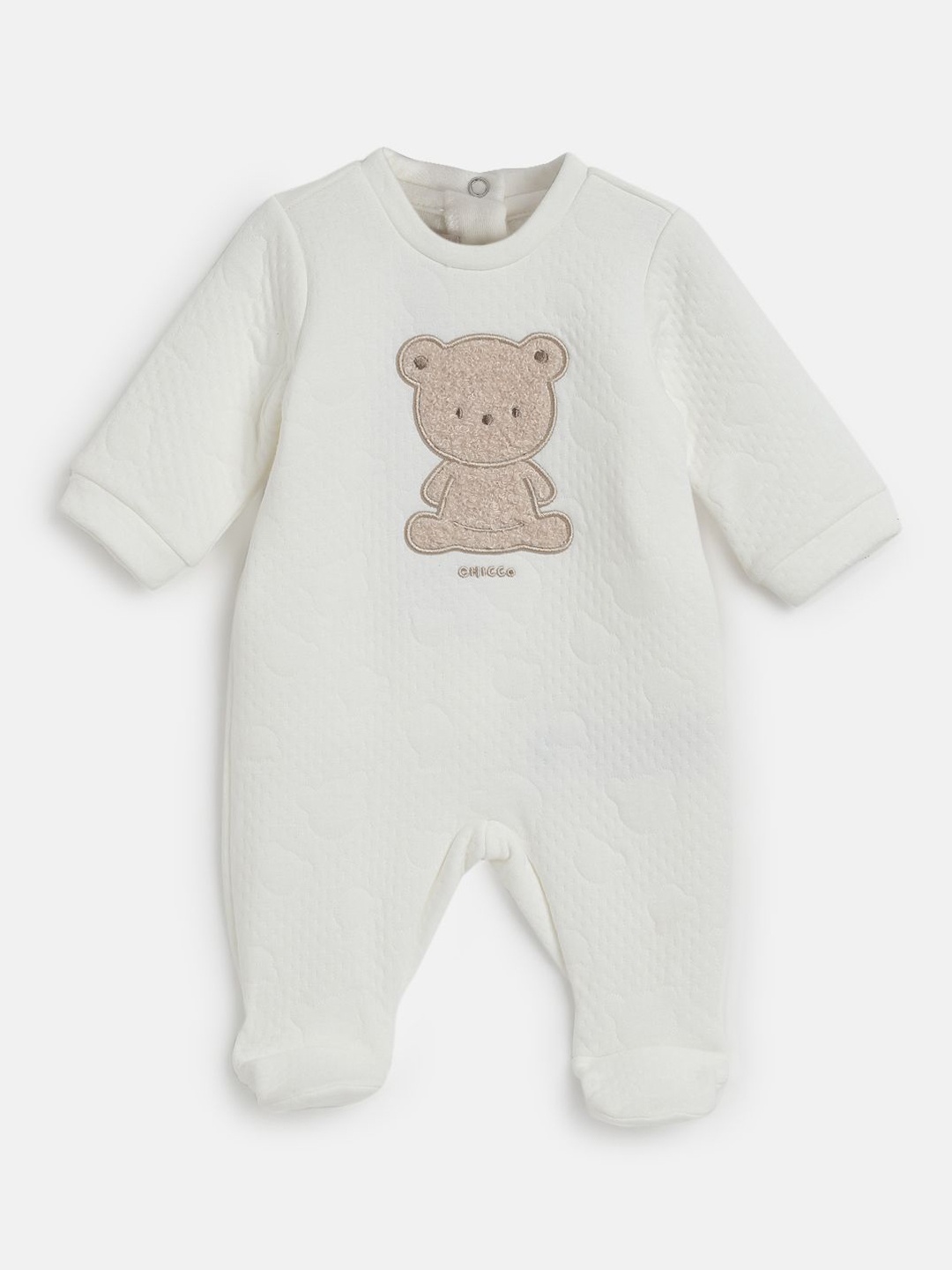 

Chicco Unisex Kids Embroidered Applique Nappy Opening Sleepsuit, White