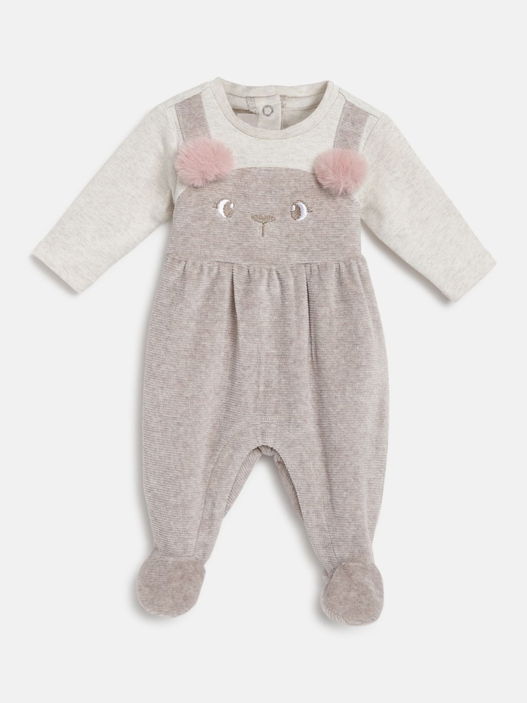 

Chicco Girls Embroidered Leg Opening Babysuit Sleepsuit, Brown