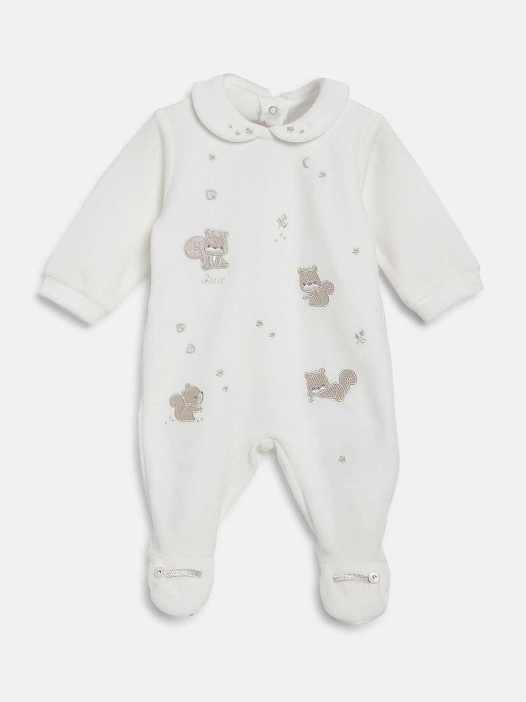 

Chicco Girls Embroidered Sleepsuit, Cream