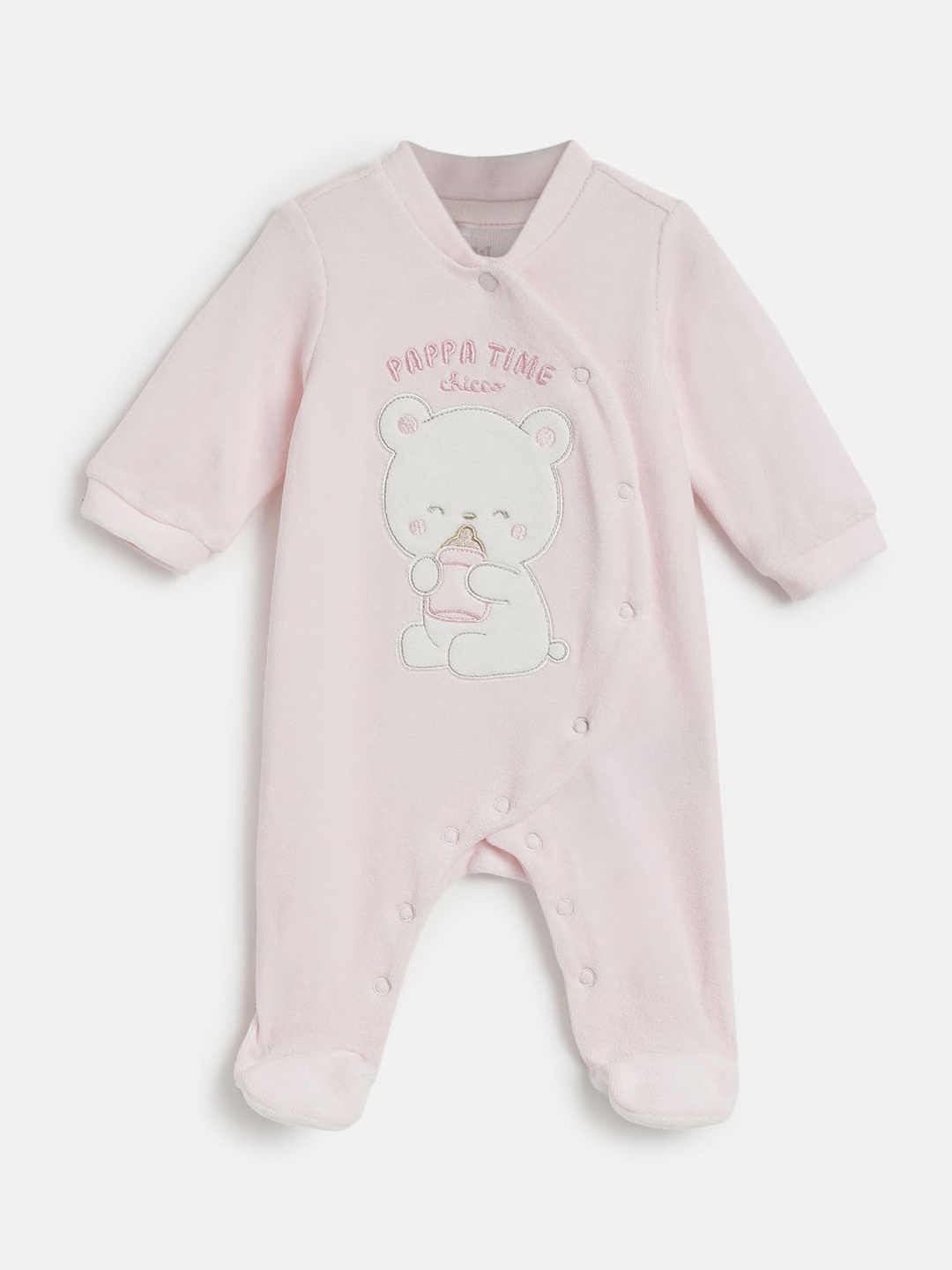 

Chicco Unisex Kids Applique Front Opening Embroidered Sleepsuit, Pink