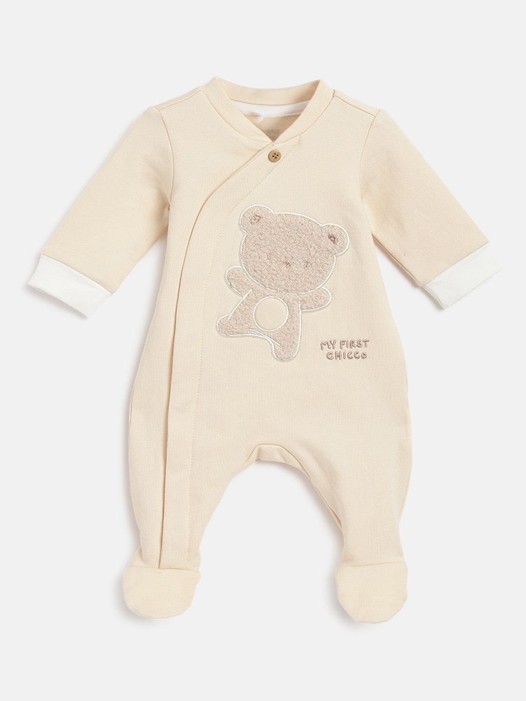 

Chicco Unisex Kids Embroidered Front Opening Sleepsuit, Beige