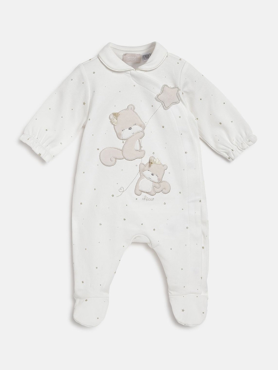 

Chicco GirlsApplique Front Opening Embroidered Sleepsuit, White