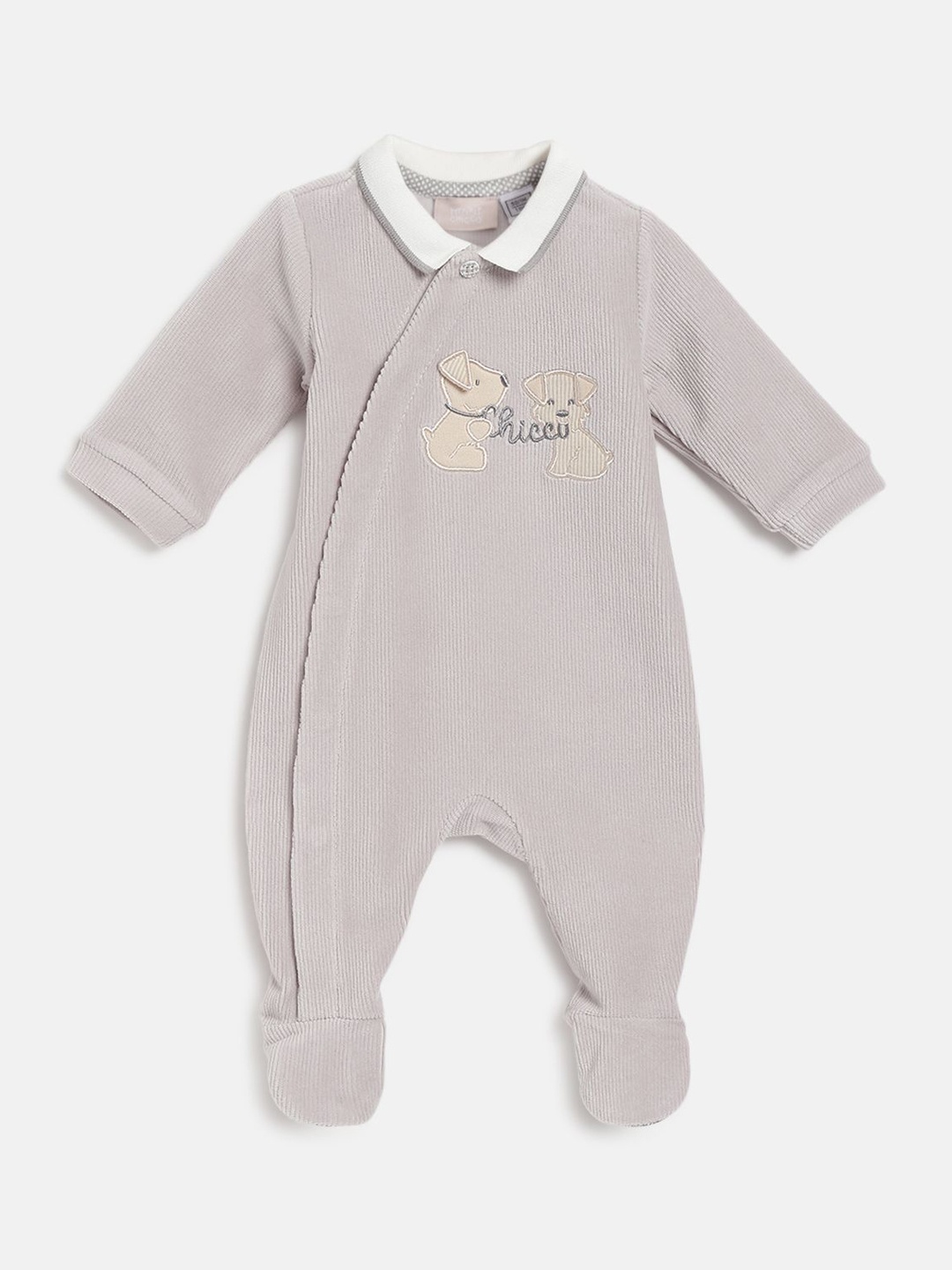 

Chicco Kids Embroidered Cotton Sleepsuit, Grey