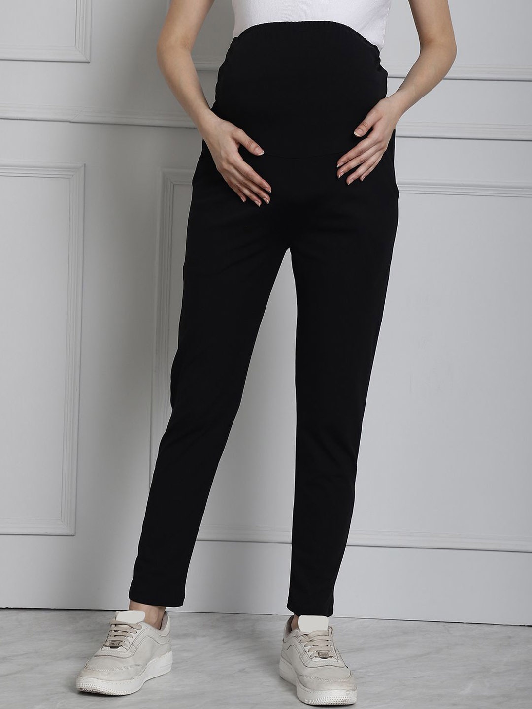 

WELL KEPT Women Mid Rise Maternity Track Pants, Black