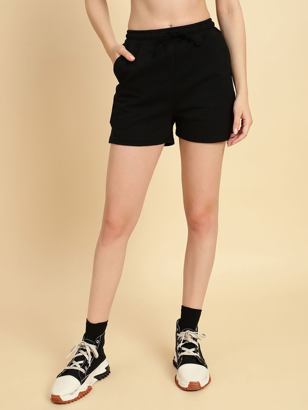 

UnaOne Women Outdoor Cotton Shorts, Black