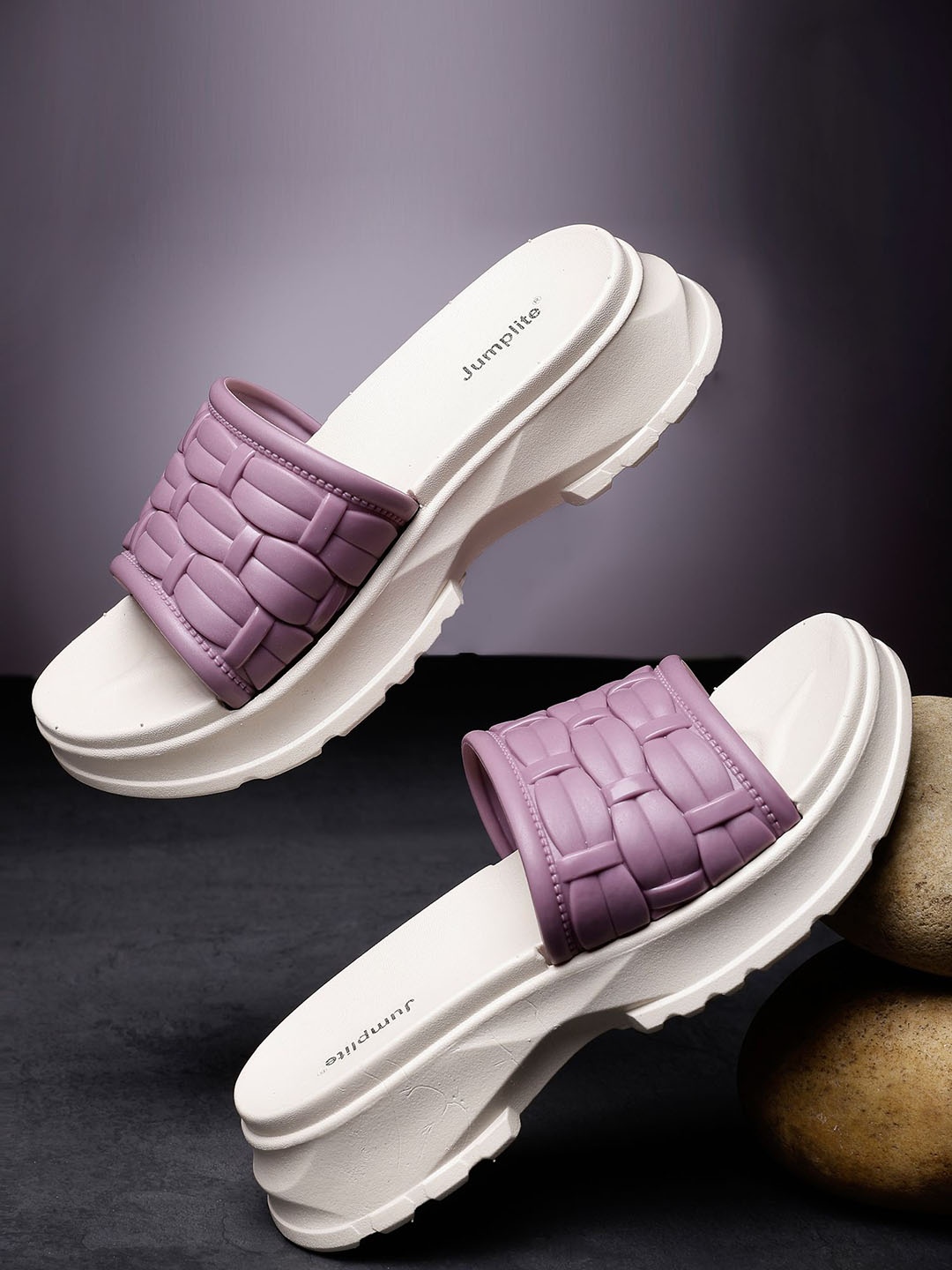

JUMPLITE Woven Design Flatform Sandals, Purple