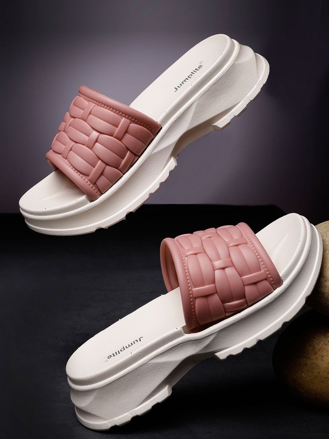 

JUMPLITE Women Open Toe Comfort Heels Sandals, Pink
