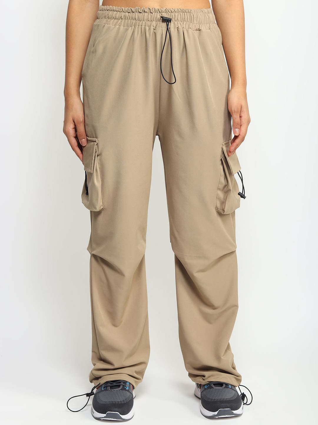 

Fawn Fashion Women Relaxed Loose Fit Cargos Trousers, Beige