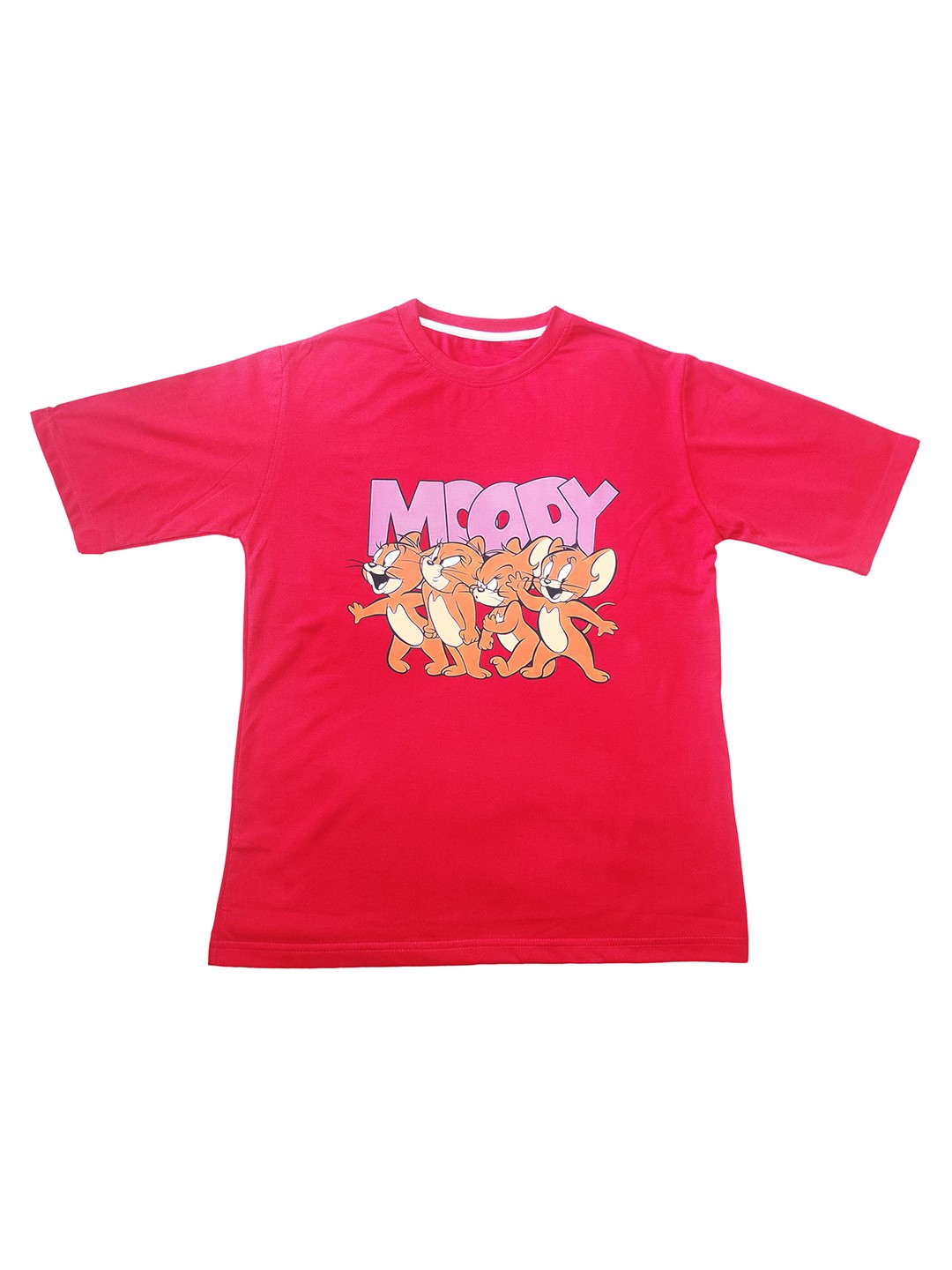 

BAESD Girls Graphic Printed Round Neck Oversized T-shirt, Red