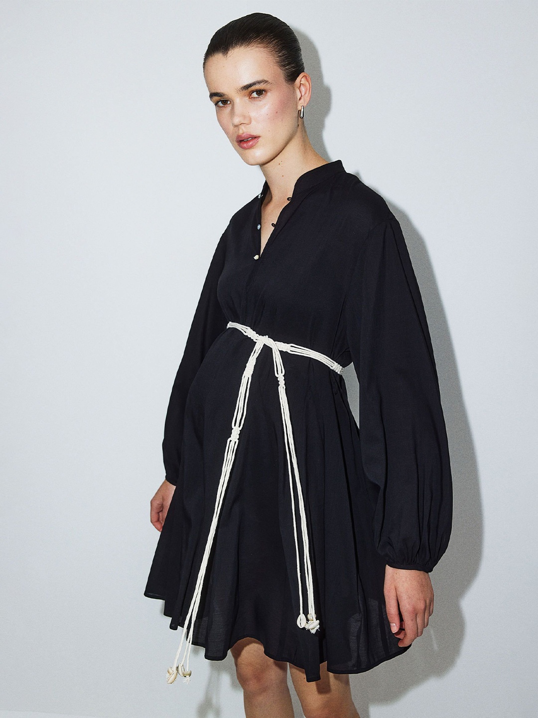 

H&M MAMA Macram-Belt Dress, Black
