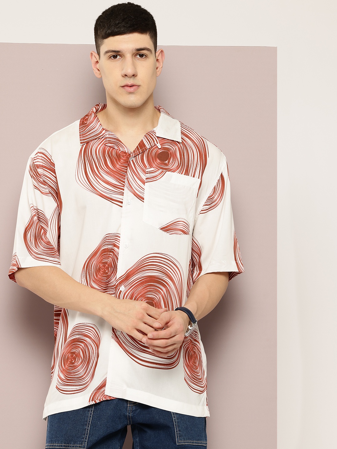 

Kook N Keech Opaque Printed Casual Oversized Shirt, White
