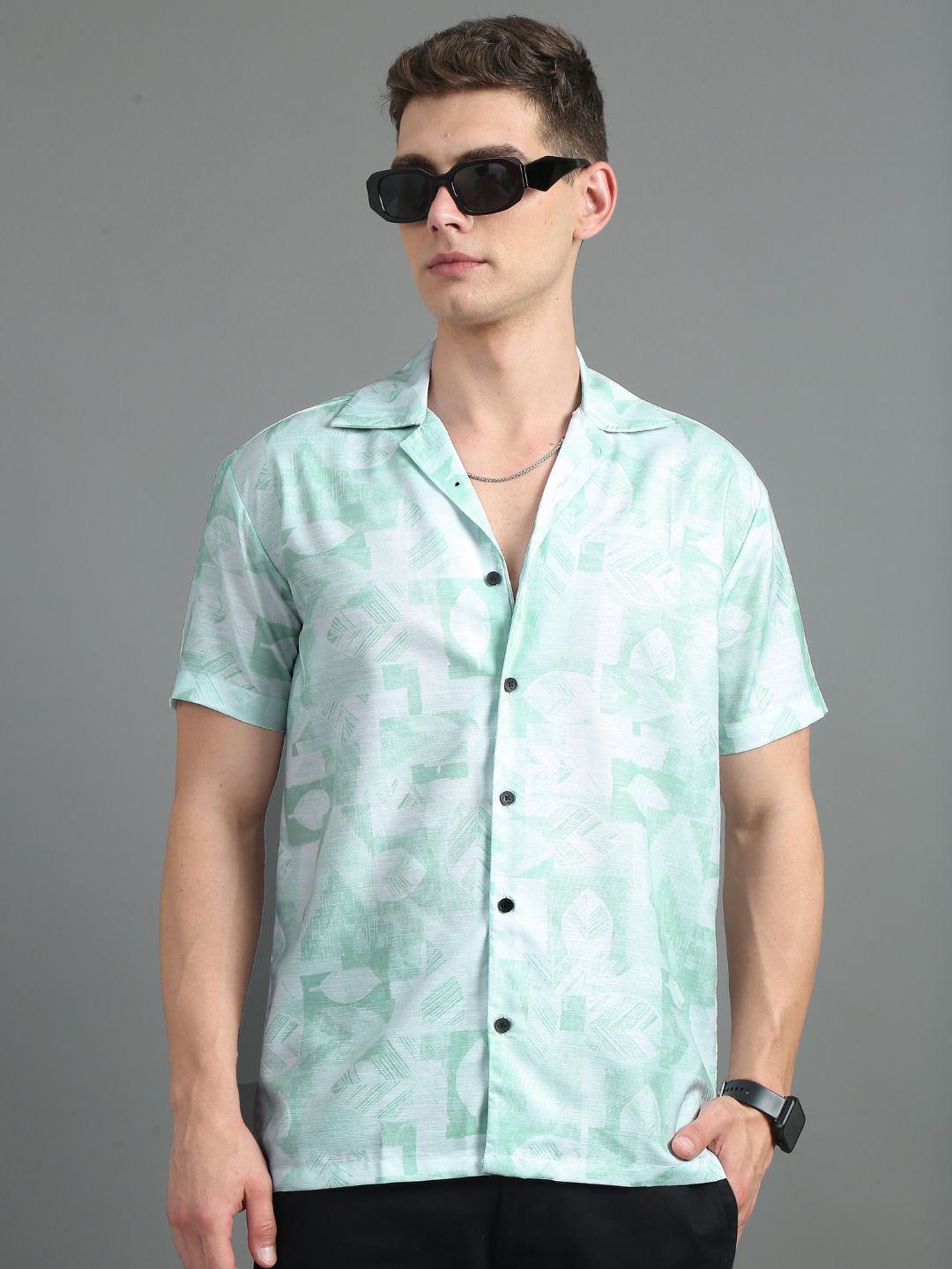 

PAUL STREET Men Abstract Printed Relaxed Slim Fit Opaque Casual Shirt, Green