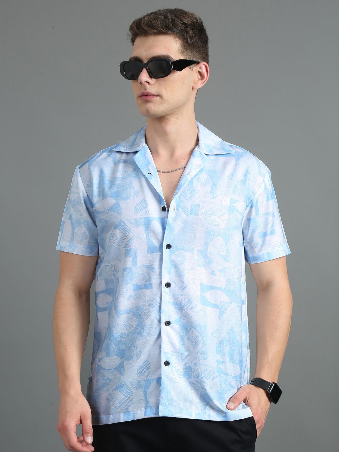 

PAUL STREET Men Relaxed Slim Fit Abstract Printed Opaque Casual Shirt, Blue