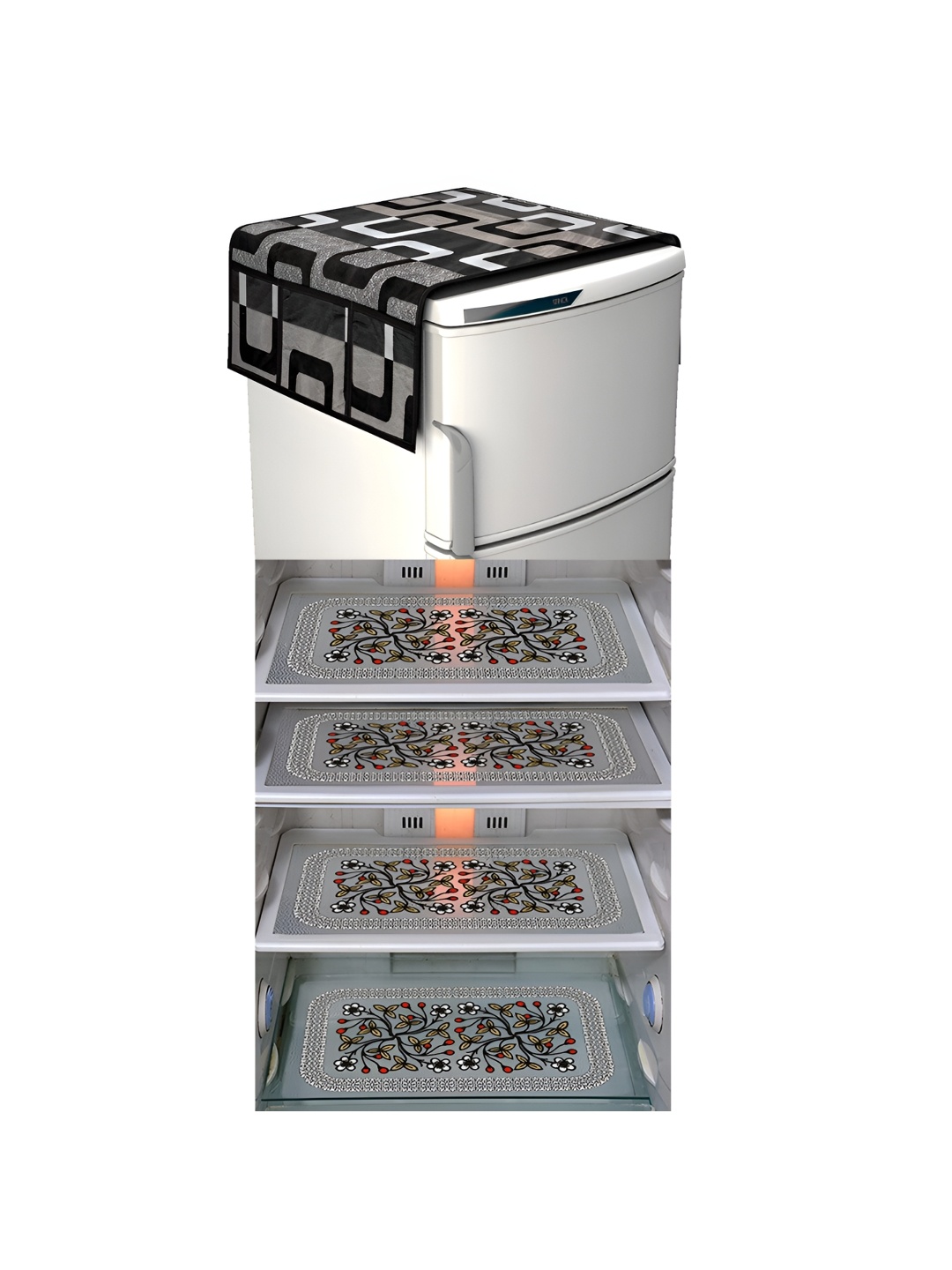 

LooMantha Black & Grey 5 Pieces Printed Fridge Appliance Covers
