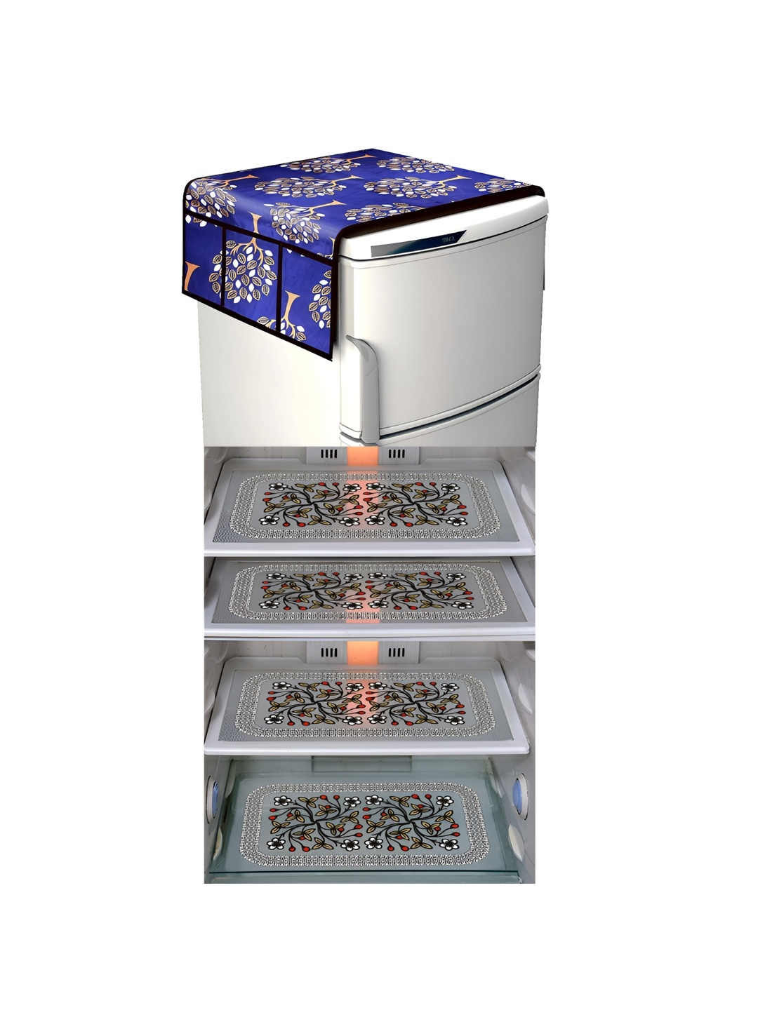 

LooMantha Blue & White 5 Pieces Printed Fridge Appliance Covers Set