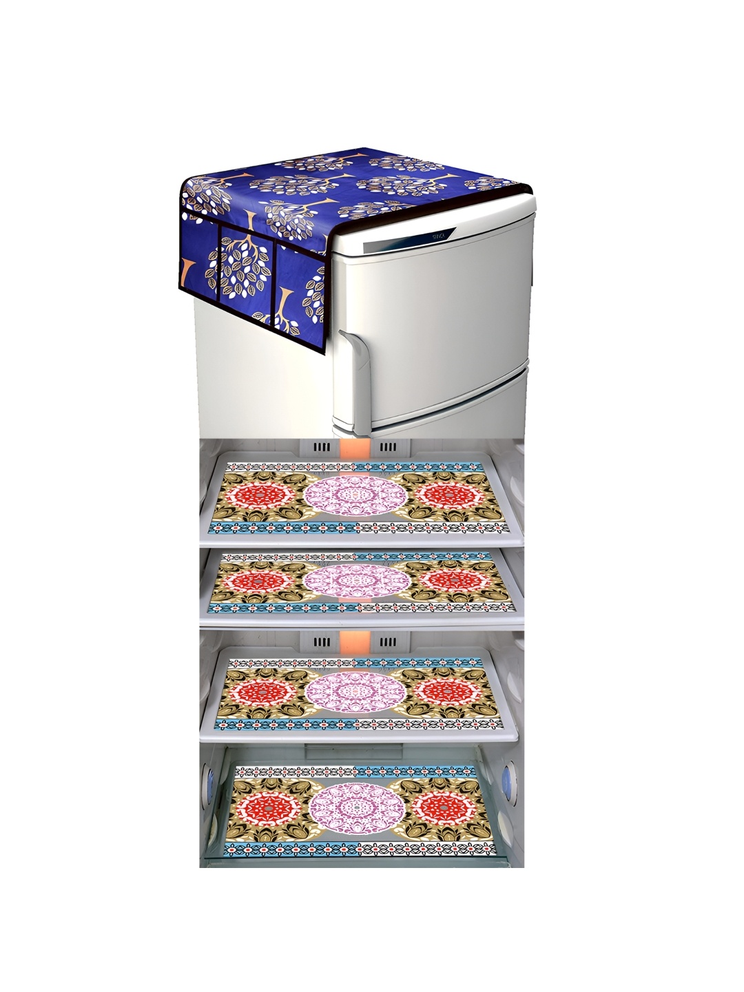 

LooMantha Blue & Pink 5 Pieces Printed Fridge Appliance Covers Set