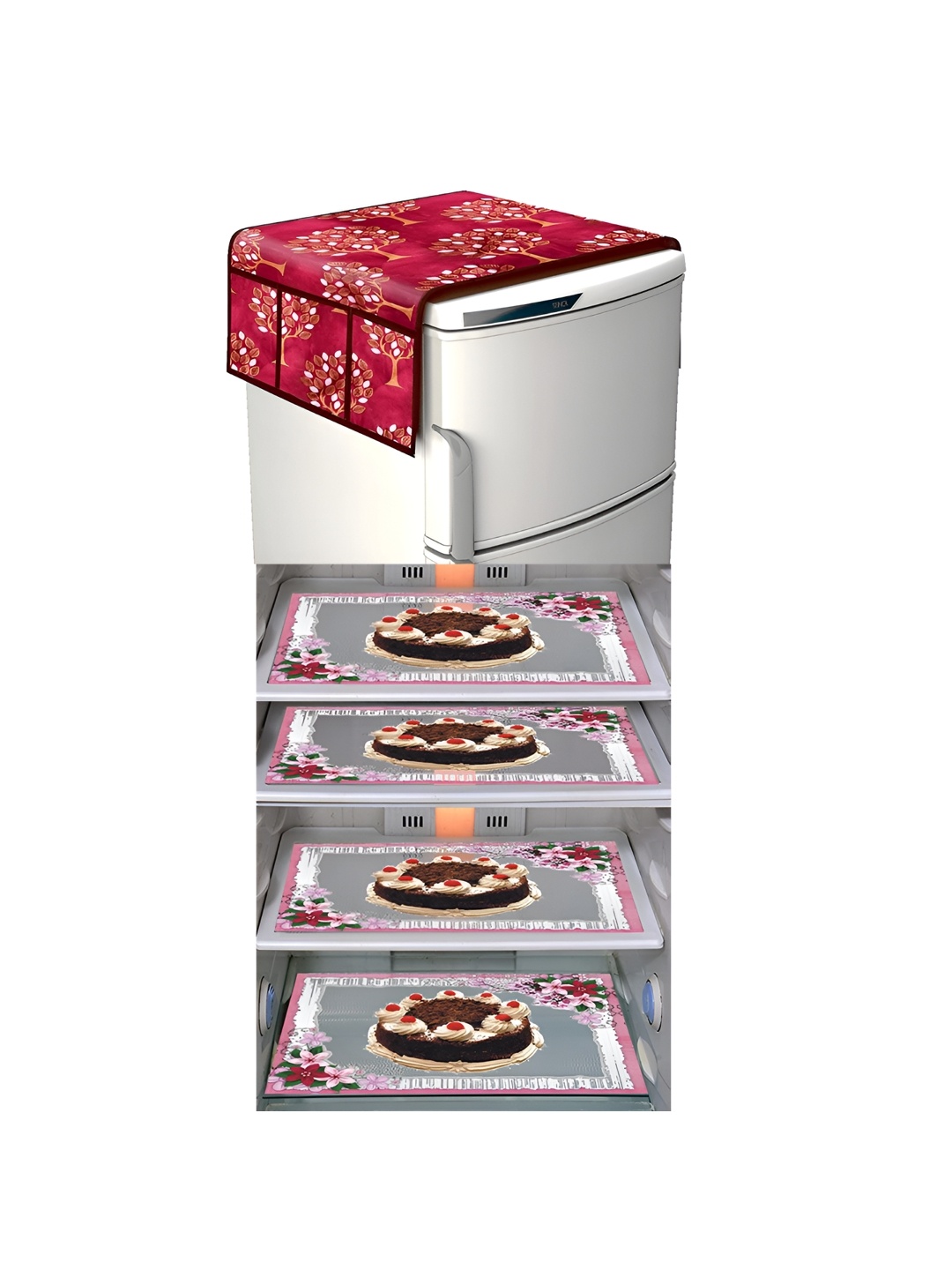

LooMantha Pink & Black 5 Pieces Printed Fridge Appliance covers