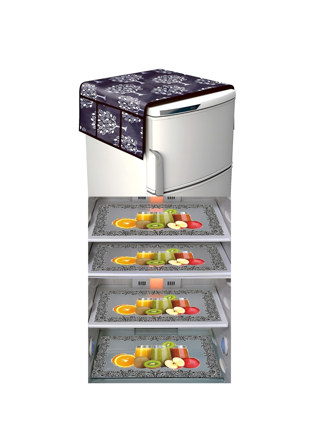 

LooMantha Blue & White 5 Pieces Printed Fridge Appliance Covers