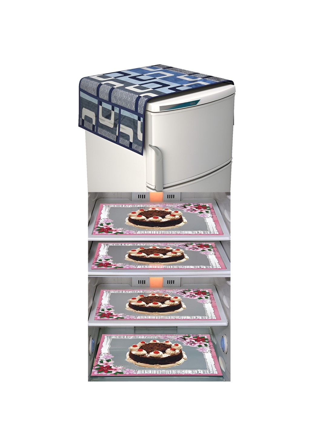 

LooMantha Blue & White 5 Pieces Printed Refrigerator Appliance Covers