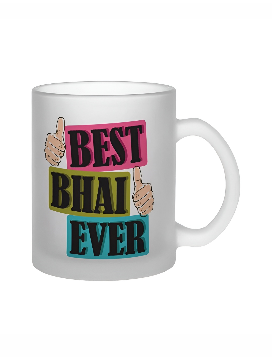 

Gathari White & Blue Text or Slogans Printed Glass Matte Mugs