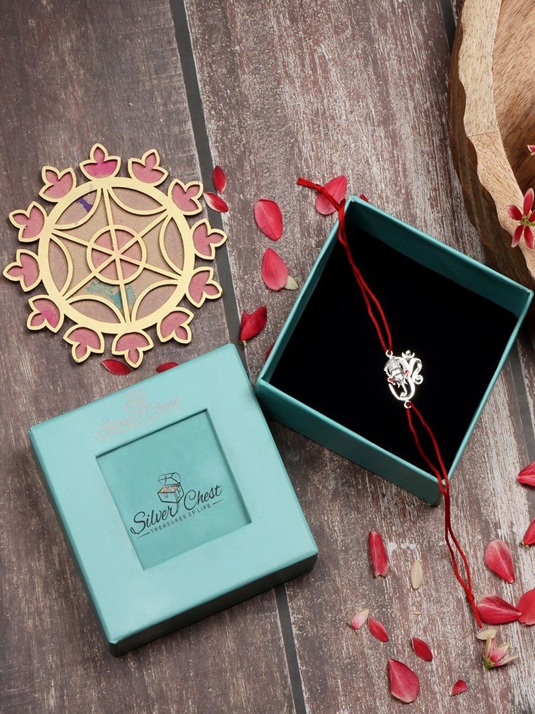 

Silver Chest 925 Sterling Silver Ganesh Thread Rakhi