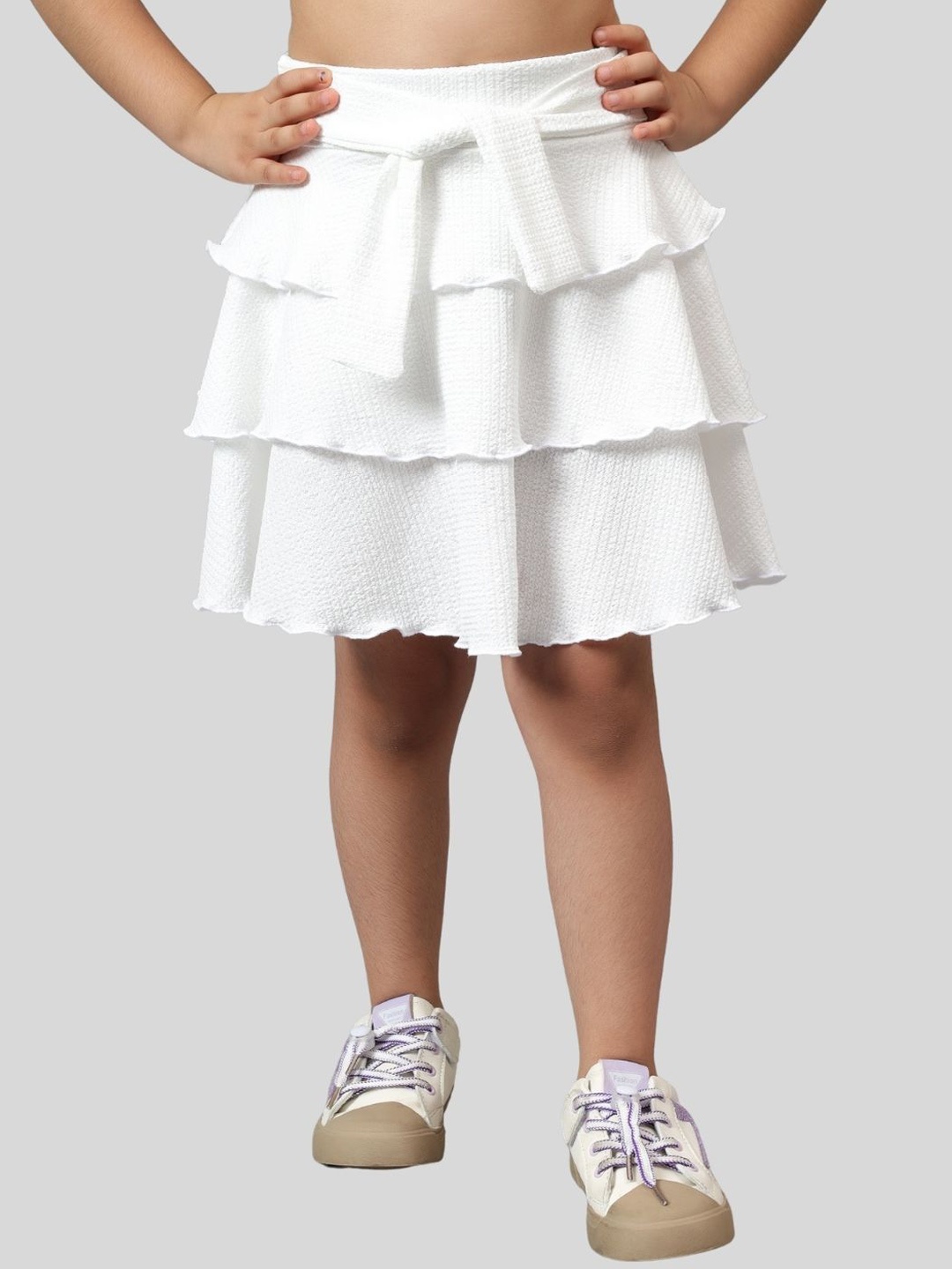 

BAESD Girls Knee-Length Flared Layered Skirt, White