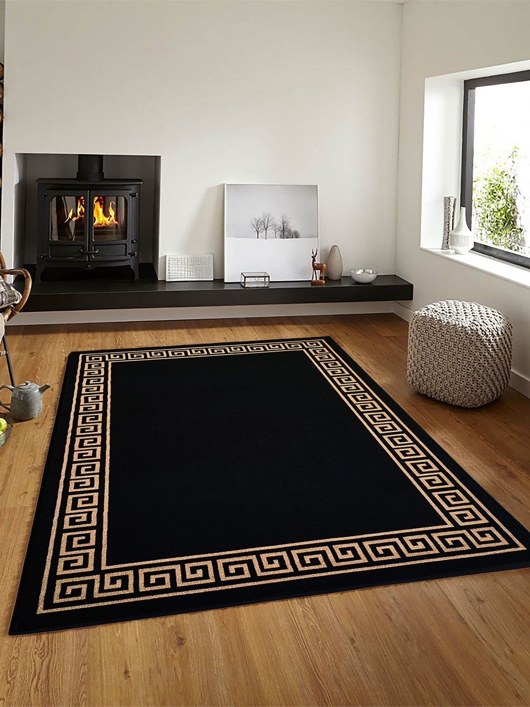 

Matz and More Black Ethnic Motifs Anti-Skid Carpet