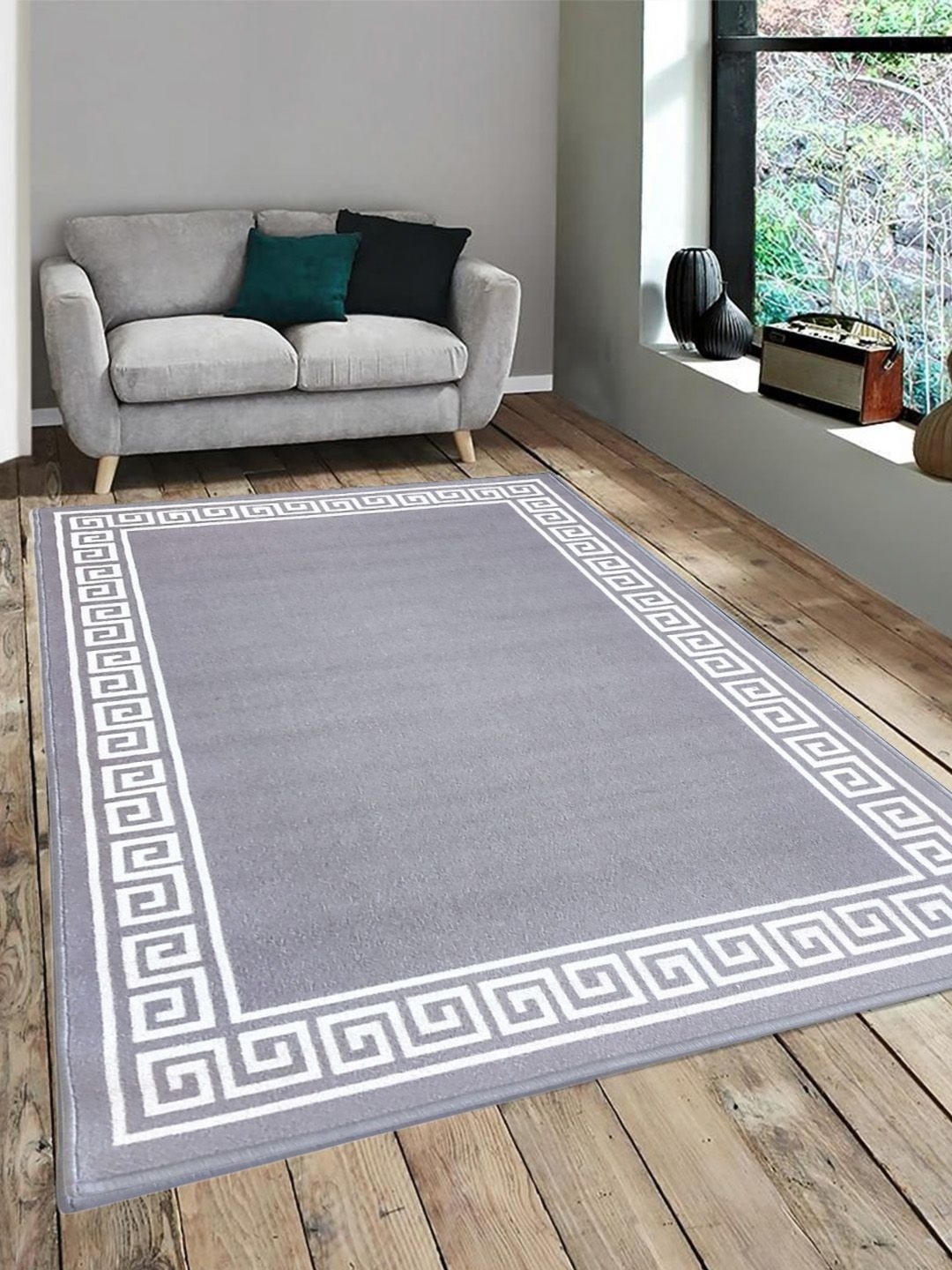 

Matz and More Grey & White Geometric Anti-Skid Carpet