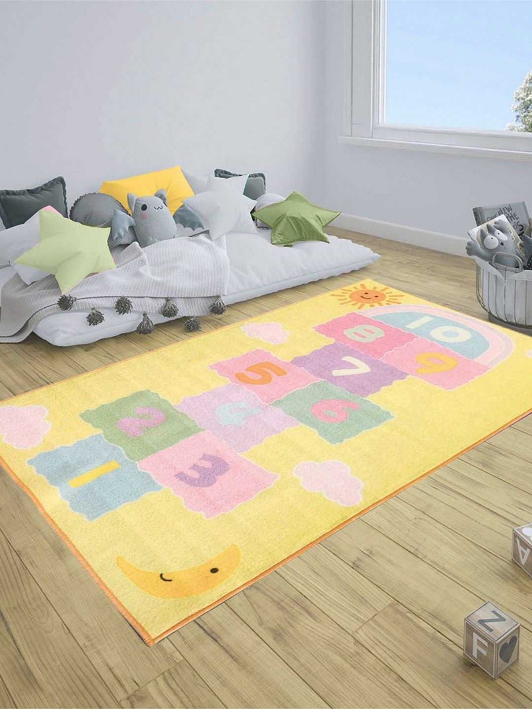 

Matz and More Yellow & Pink Abstract Anti-Skid Carpet