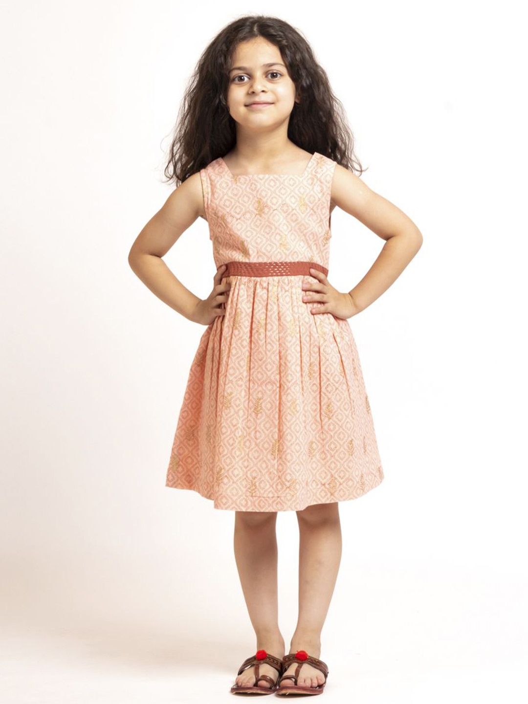 

Sangria Girls Printed Pure Cotton Dresses, Pink