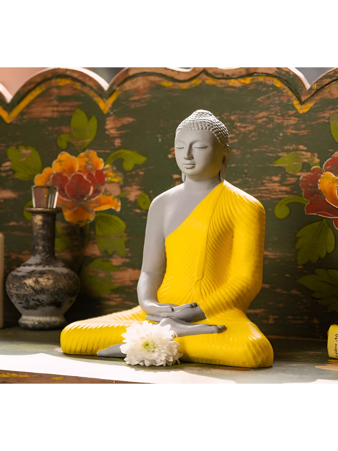 

SANKALAN CREATIONS Grey & Yellow Religious Idol Showpiece