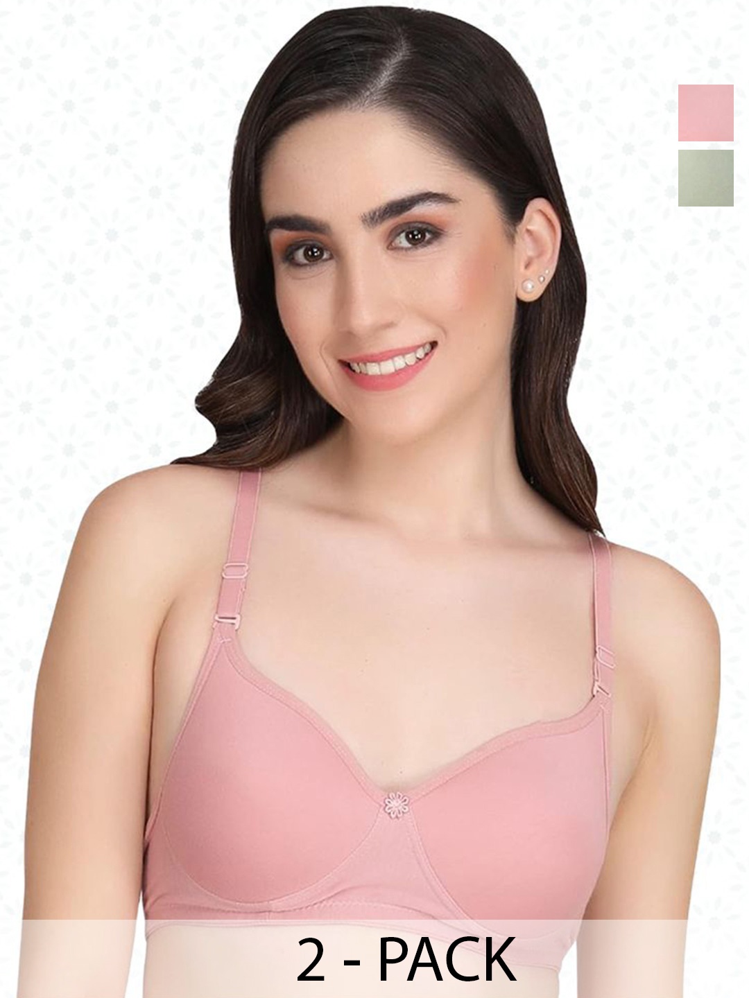 

Designer Bugs Women Pack Of 2 Medium Coverage Lightly Padded Bra, Rose gold