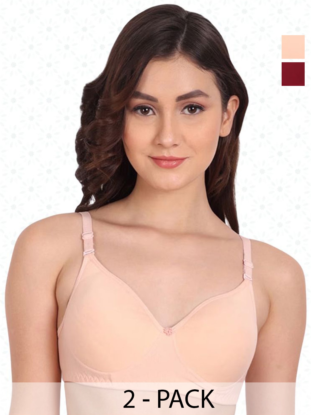 

Designer Bugs Women Bra Medium Coverage Lightly Padded (Pack Of 2), Peach