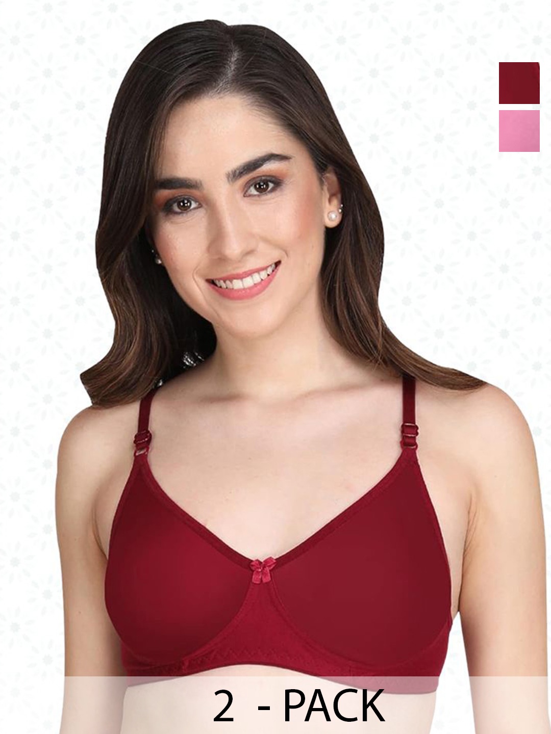 

Designer Bugs Women Bra Medium Coverage Lightly Padded (Pack Of 2), Pink