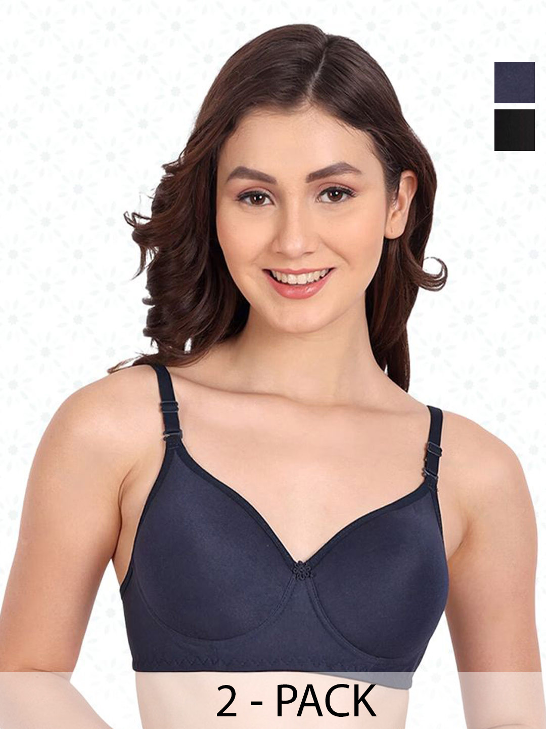 

Designer Bugs Women Bra Full Coverage Lightly Padded (Pack Of 2), Black