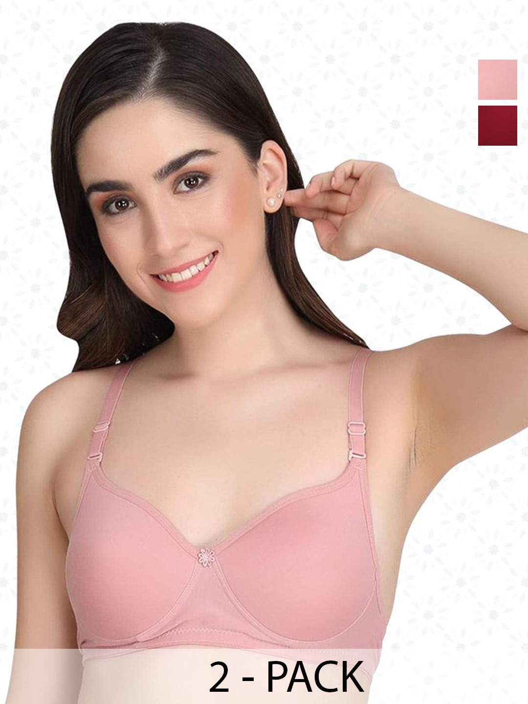 

Designer Bugs Women Pack Of 2 Medium Coverage Lightly Padded Bra, Rose gold