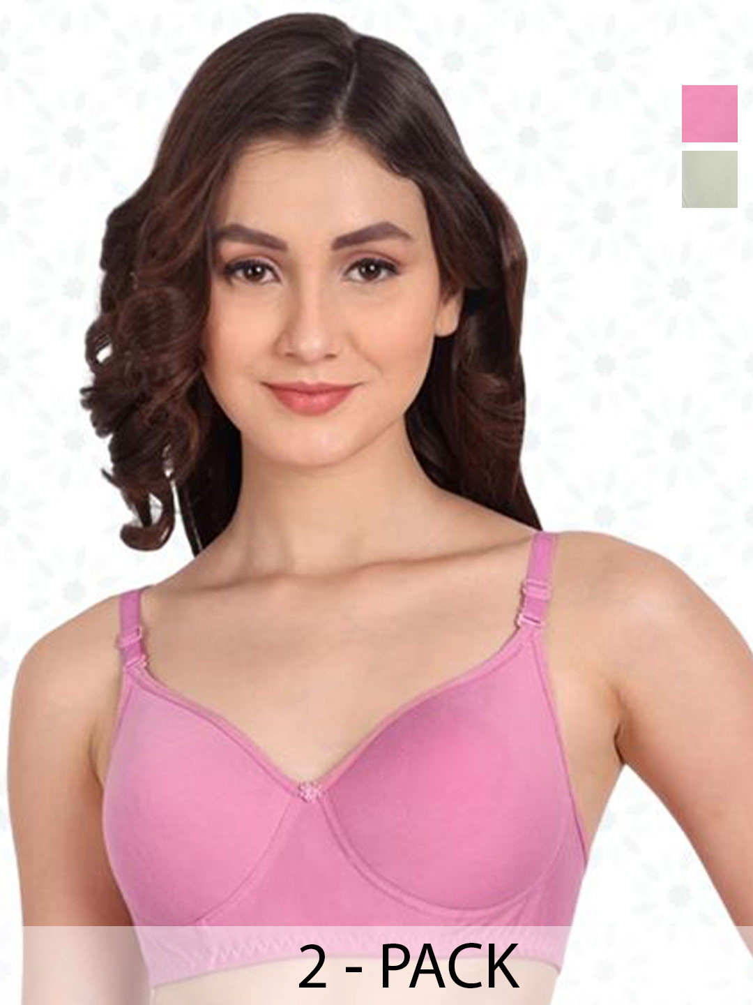 

Designer Bugs Women Pack Of 2 Medium Coverage Lightly Padded Bra, Pink