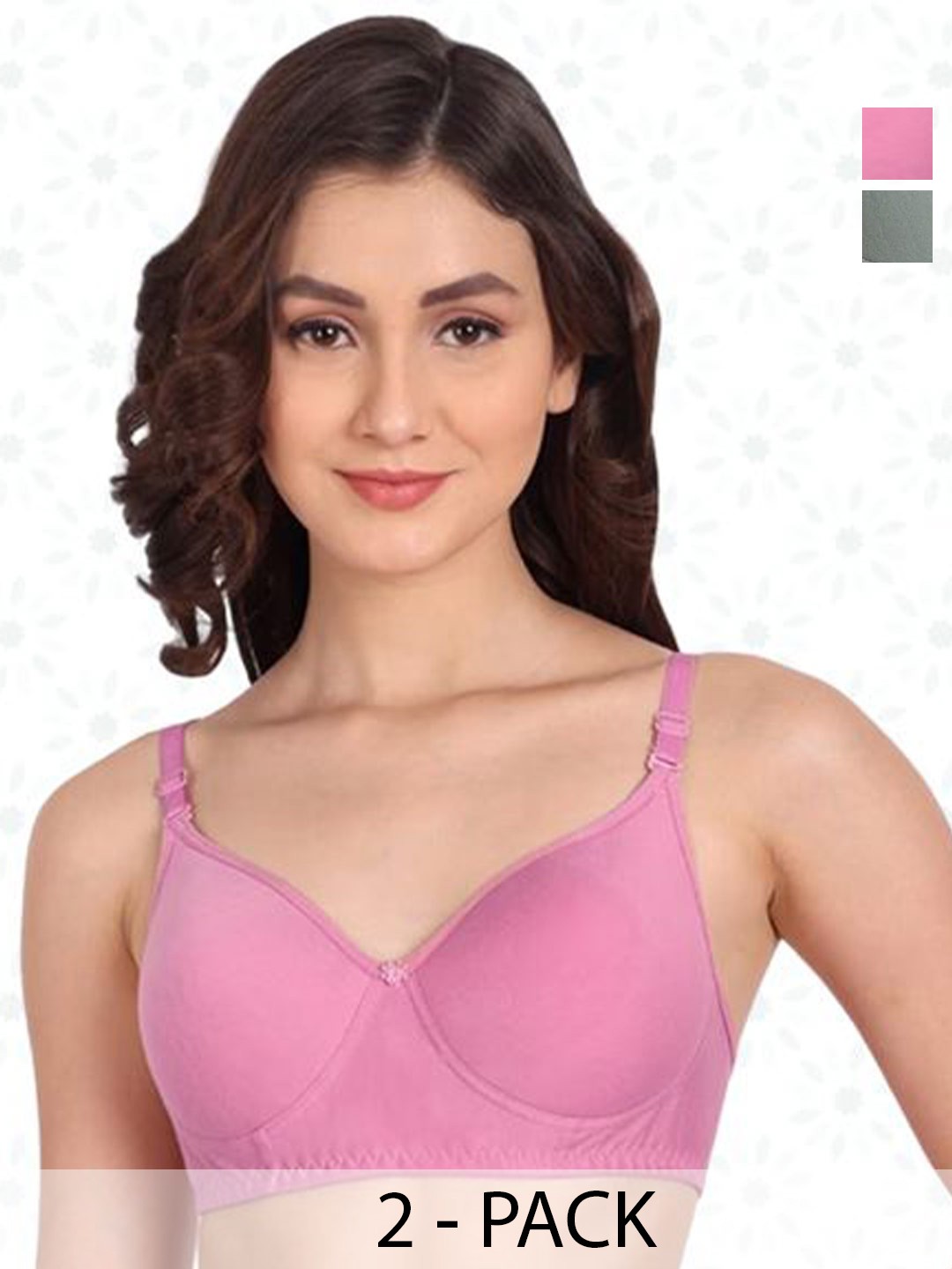 

Designer Bugs Women Bra Medium Coverage Lightly Padded (Pack Of 2), Pink