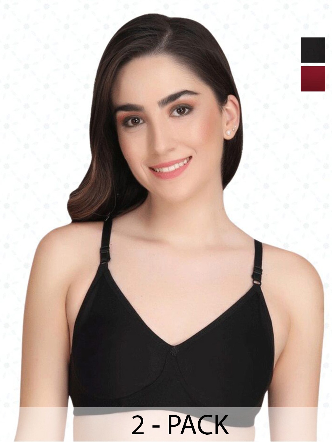 

Designer Bugs Women Bra Medium Coverage Lightly Padded (Pack Of 2), Black