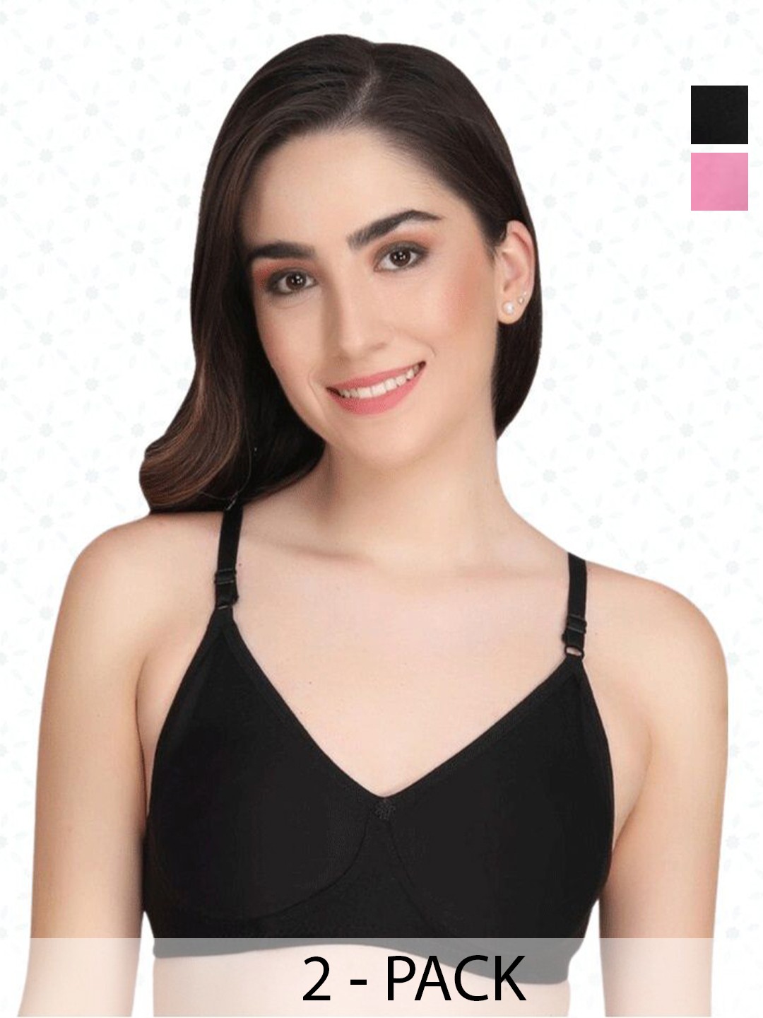 

Designer Bugs Women Pack Of 2 Full coverage Lightly Padded Bra, Black
