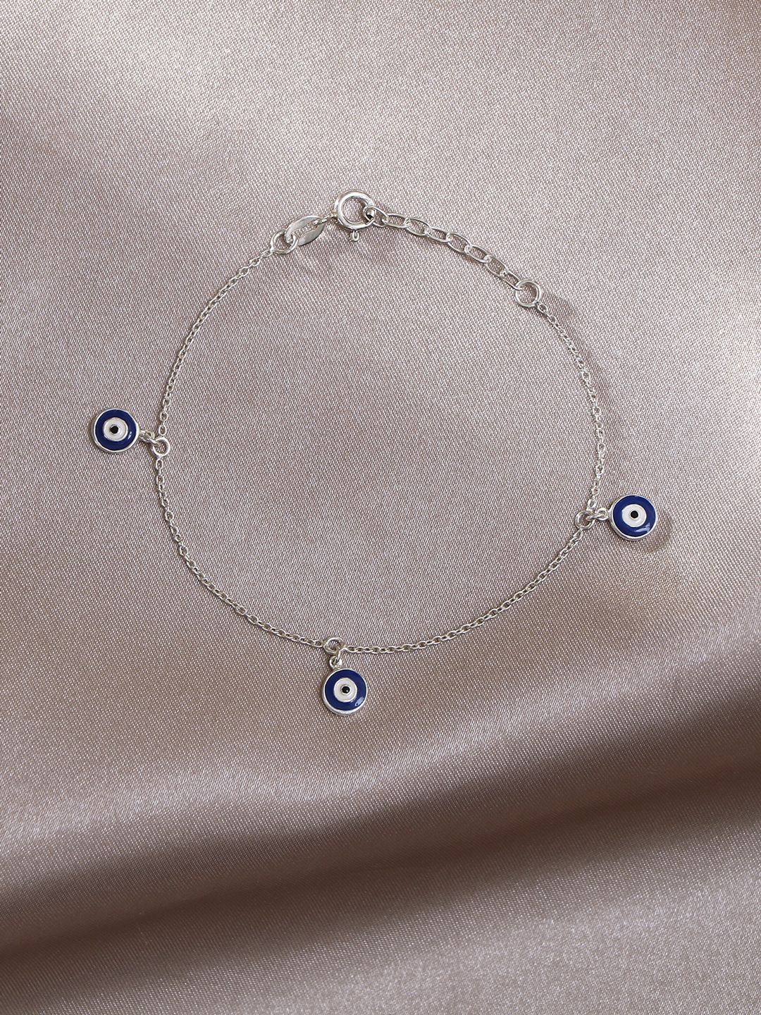

House of Pataudi 92.5 Sterling Silver-Plated Evil Eye Bracelet