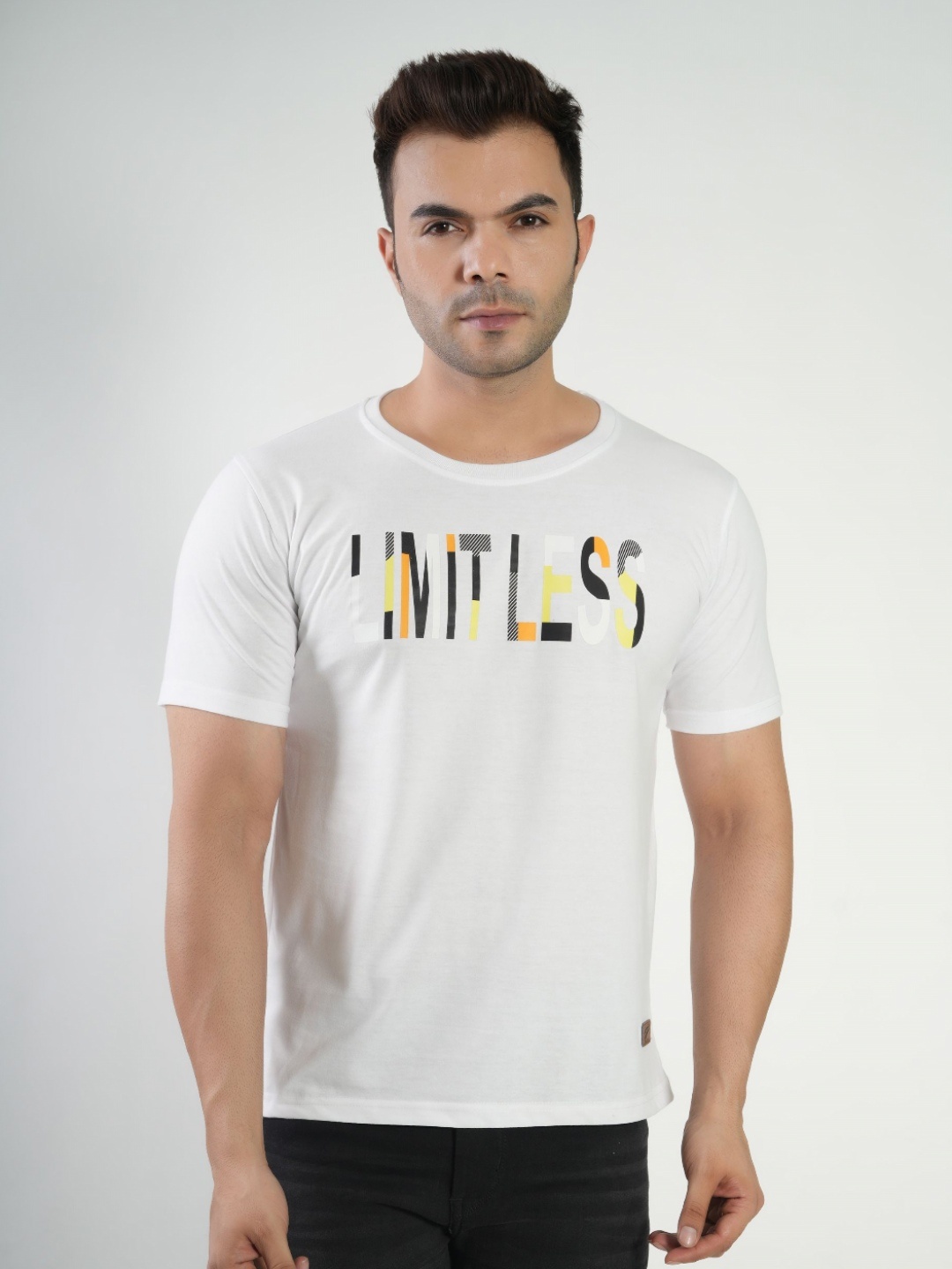 

Polo Plus Men Graphic Printed Round Neck Cotton T-Shirt, White