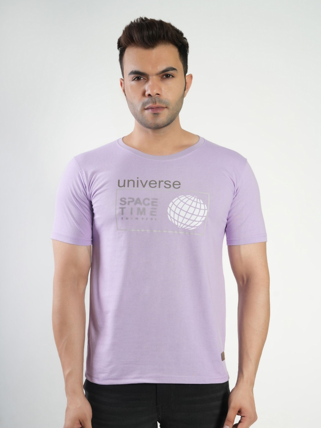

Polo Plus Men Graphic Printed Round Neck Cotton T-Shirt, Lavender