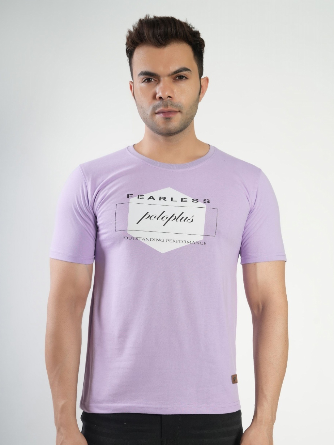

Polo Plus Men Graphic Printed Round Neck Cotton T-Shirt, Lavender