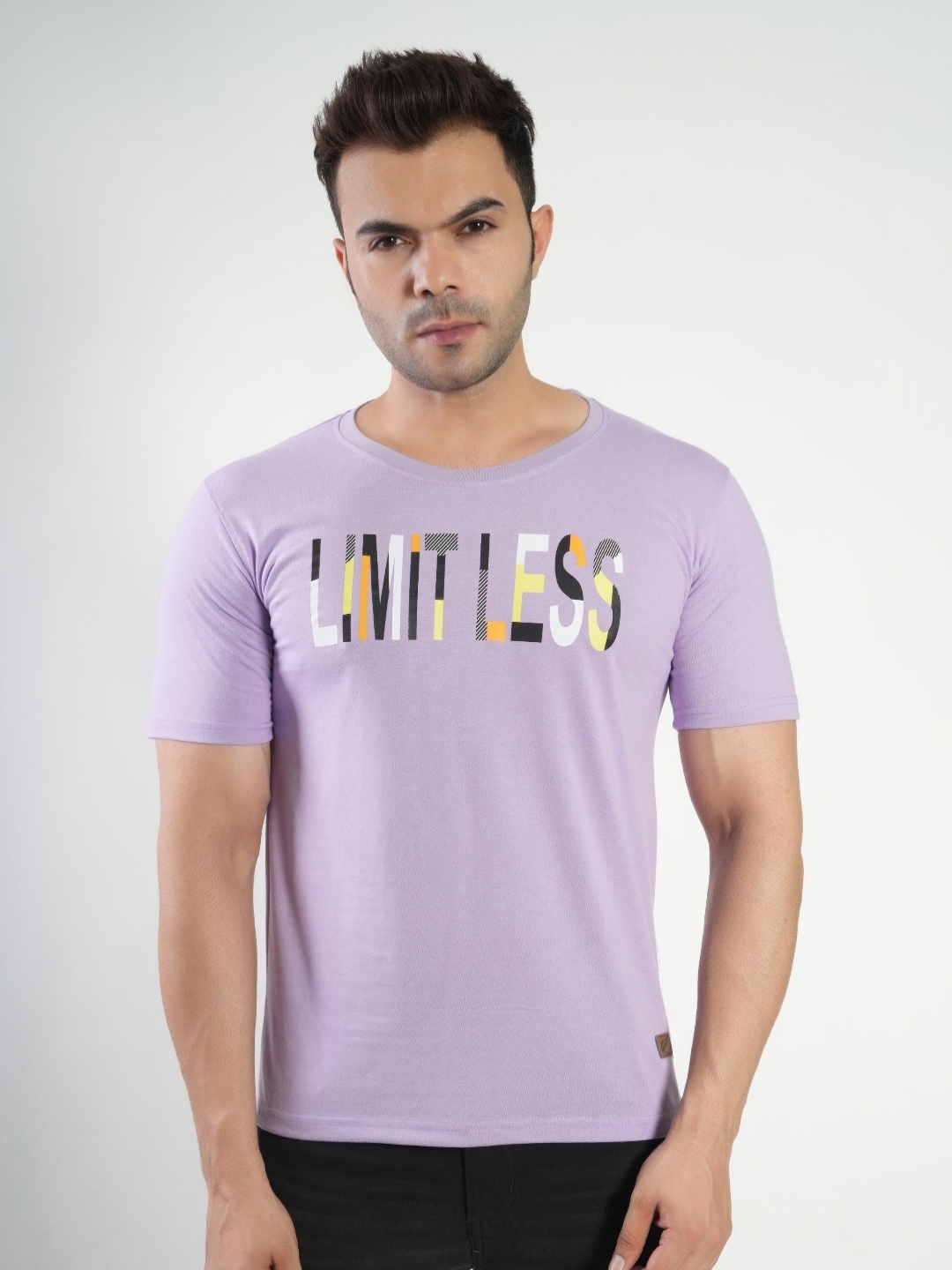 

Polo Plus Men Graphic Printed Round Neck Cotton T-Shirt, Lavender