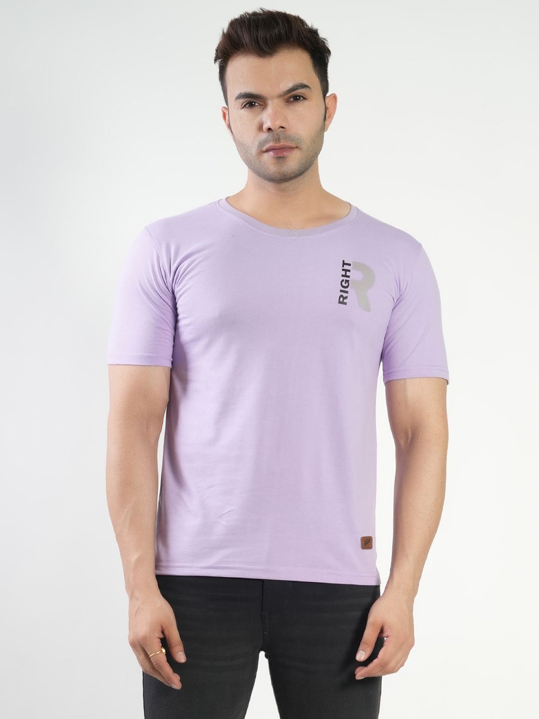 

Polo Plus Men Graphic Printed Round Neck Cotton T-Shirt, Lavender