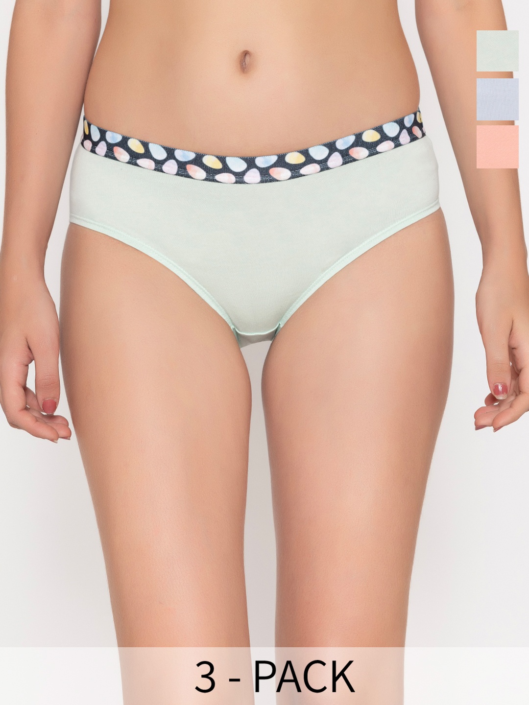 

Kalyani Pack Of 3 Printed Ribbed Basic Briefs BERRYP3V038S, Rose