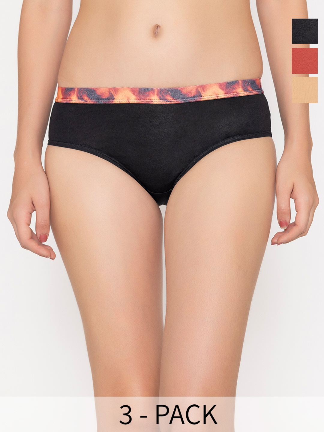 

Kalyani Pack of 3 Printed Low-Rise Basic Briefs BERRYP3V033S, Black