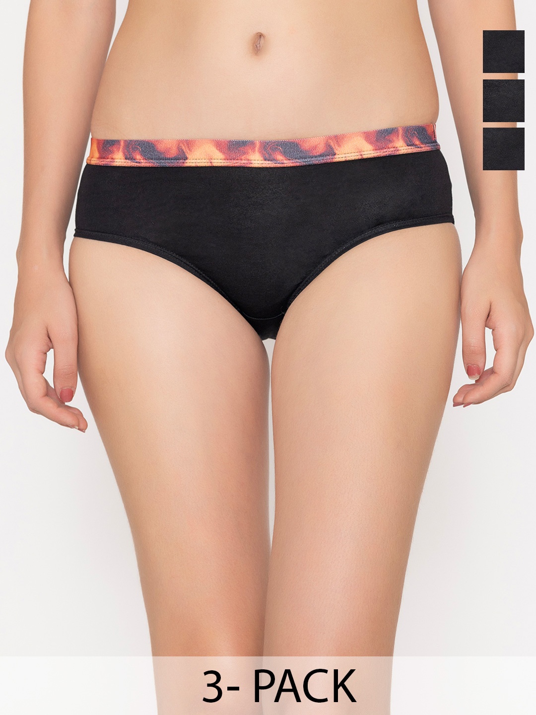 

Kalyani Women Pack Of 3 Printed Basic Briefs, Black