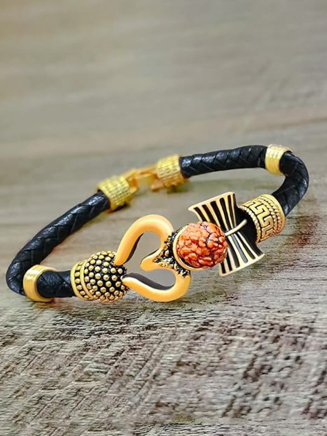 

DN Creation Unisex Gold Plated Rudraksha Wraparound Bracelet